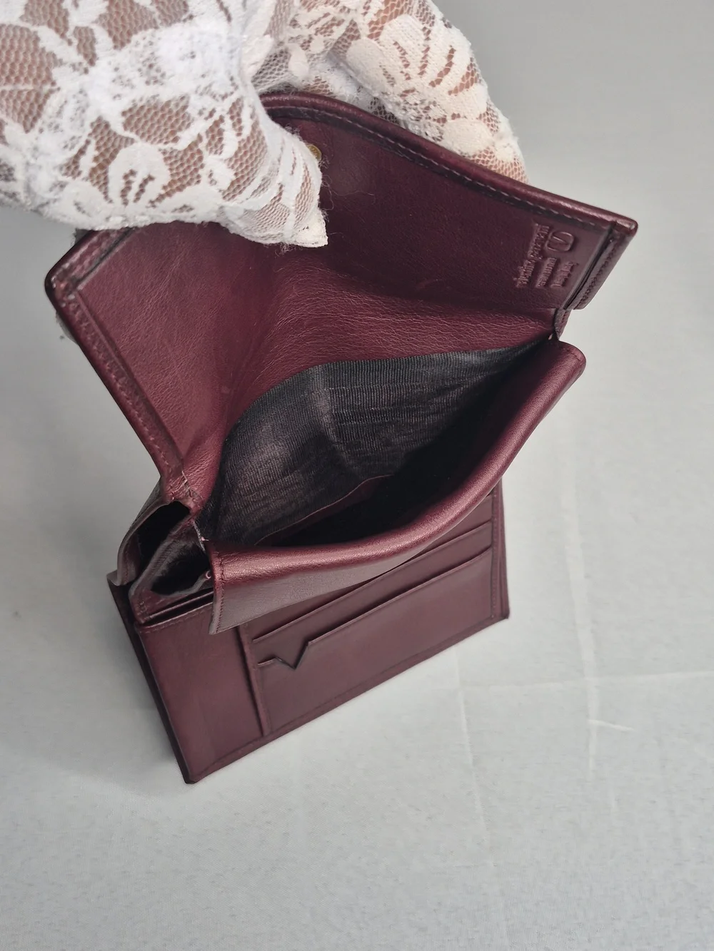 Valentino Garavani Burgundy Folded Leather Wallet NWOT
